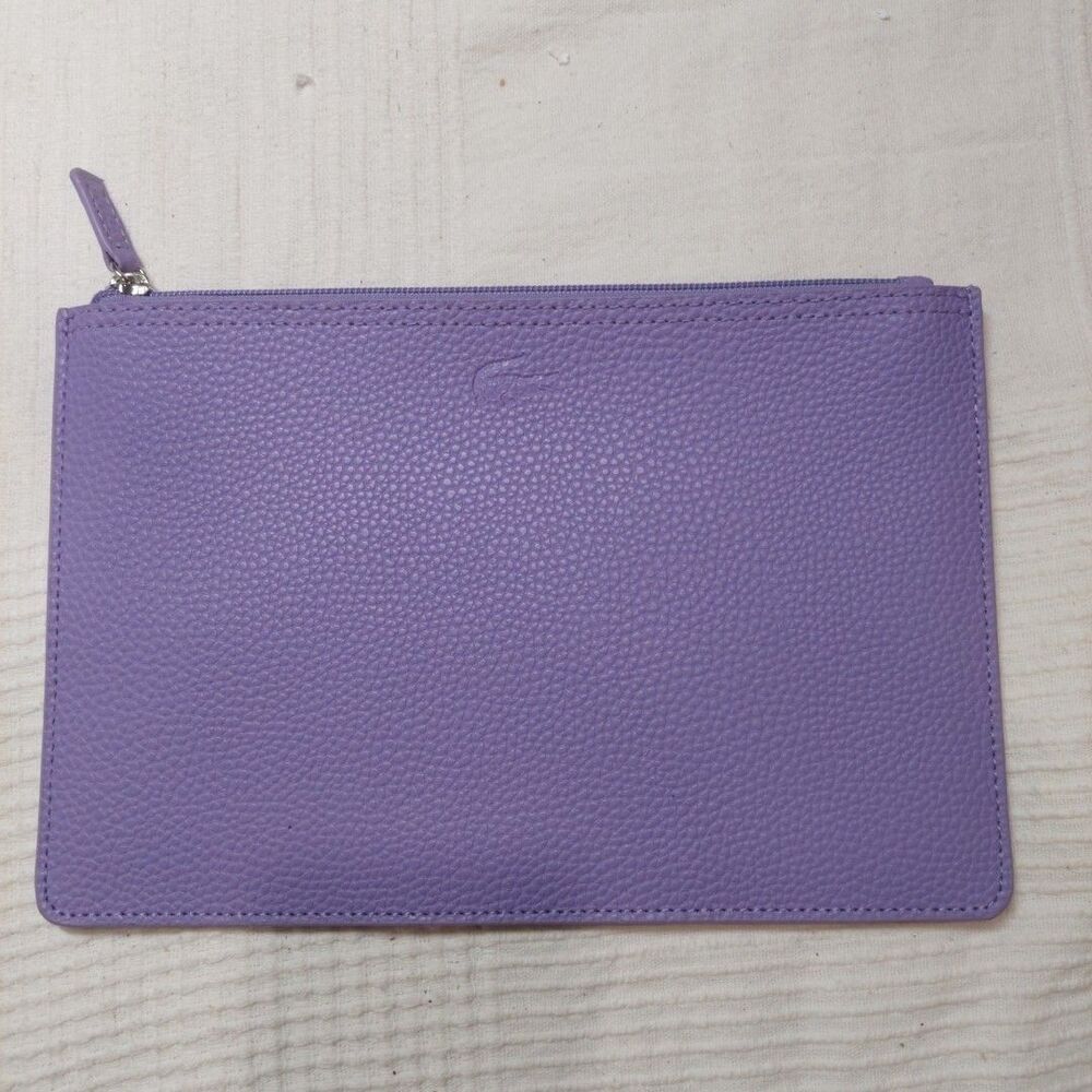 LACOSTE Women Bag Purple Lilac Leather-Style Clutch Bag